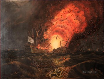 Landscapes Painting - Fin du Cesar Dumoulin Naval Battle
